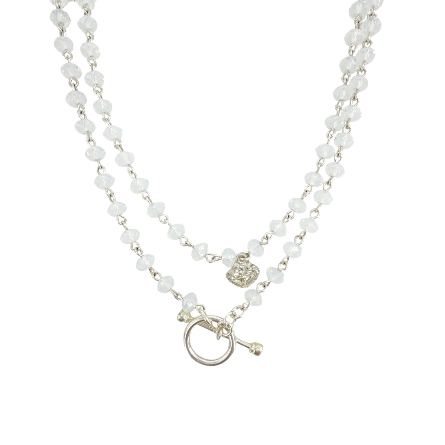 VIRGINS SAINTS & ANGELS VSA Delfina 6mm Rondelle White Opal & Silver