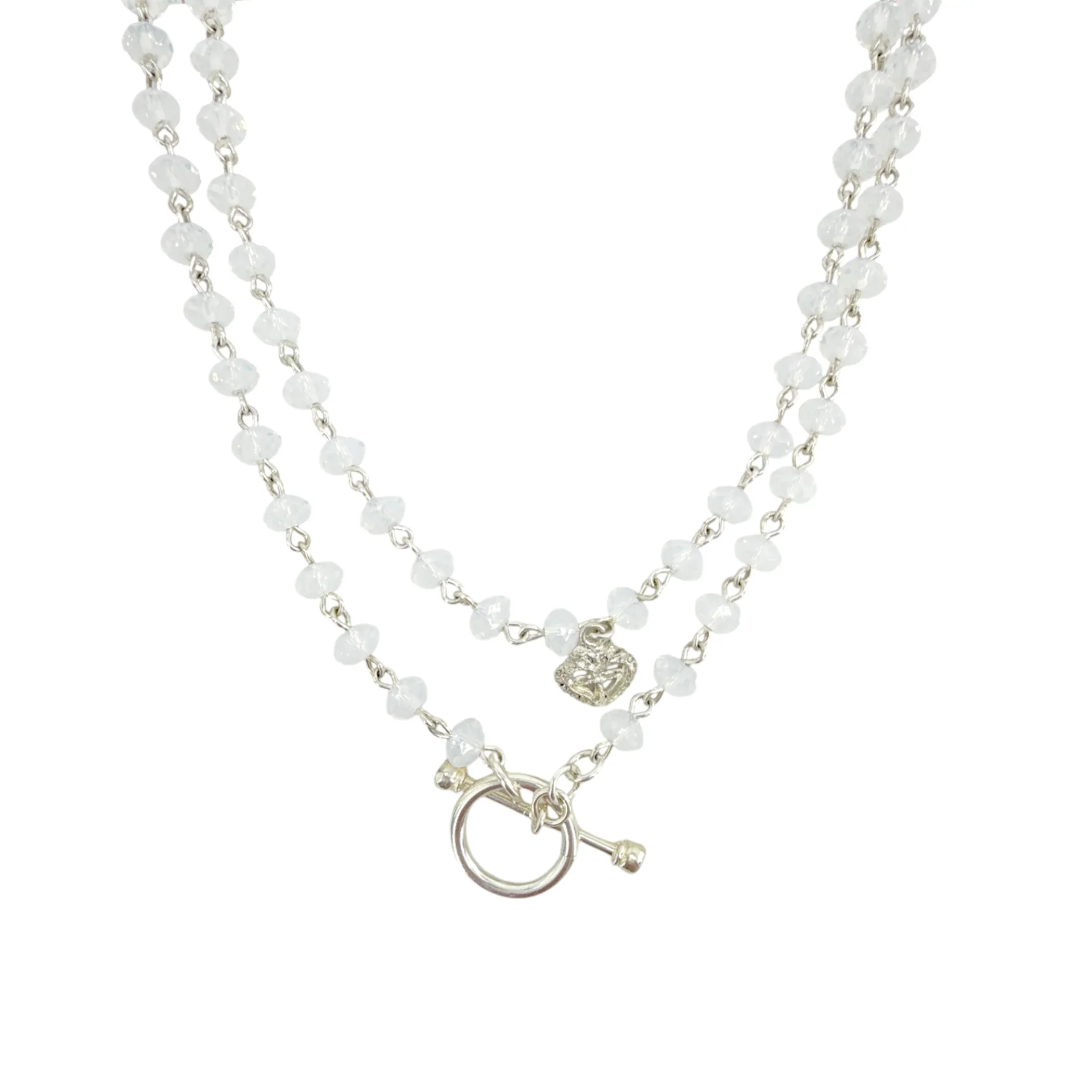 VIRGINS SAINTS & ANGELS VSA Delfina 6mm Rondelle White Opal & Silver - flyKAMP