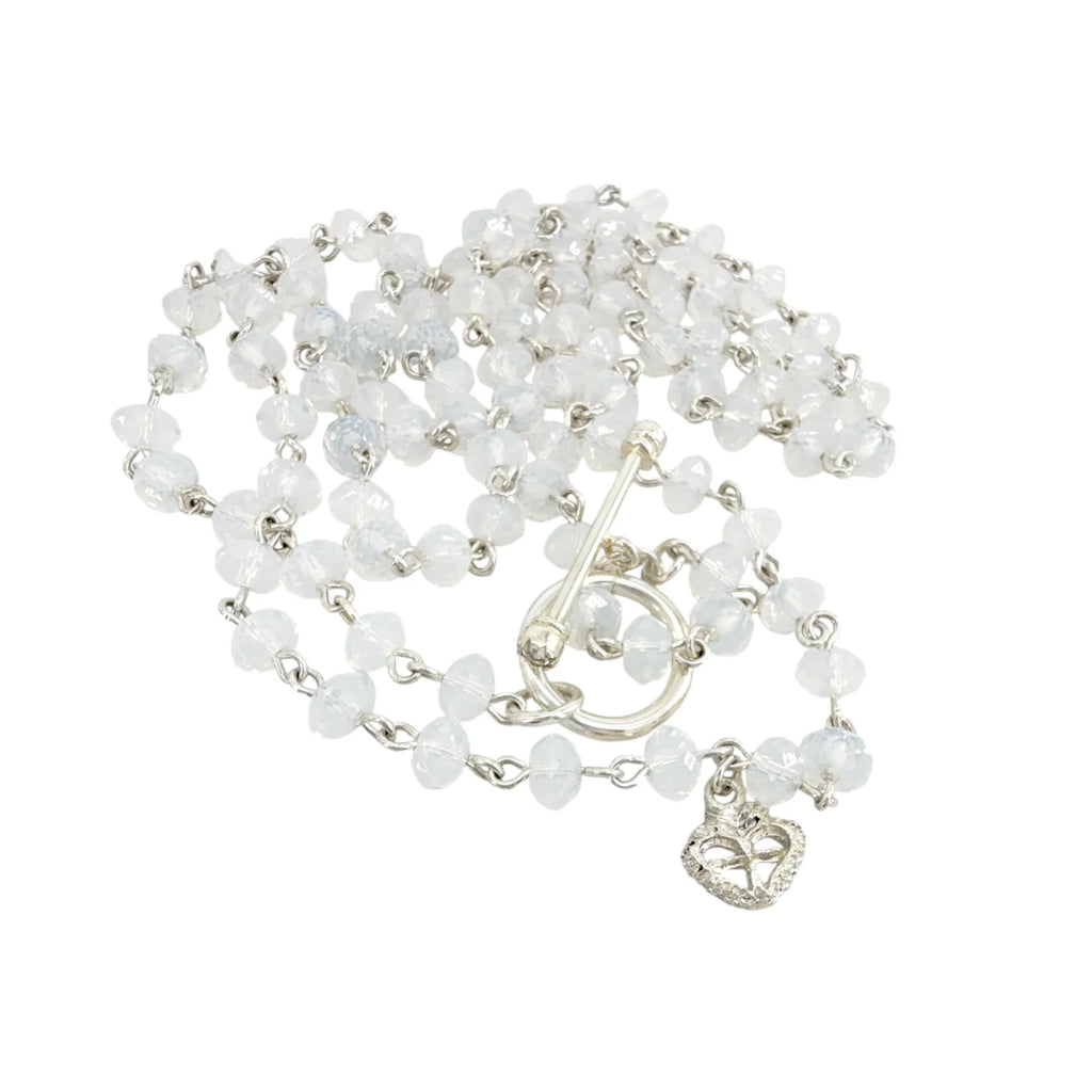 VIRGINS SAINTS & ANGELS VSA Delfina 6mm Rondelle White Opal & Silver - flyKAMP