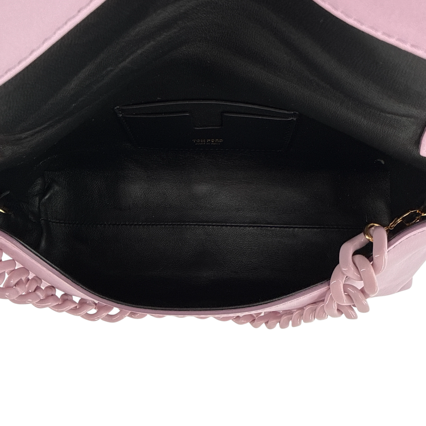 TOM FORD Small Label Leather Chain Top Handle Bag in Lilac