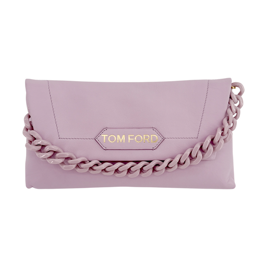 TOM FORD Small Label Leather Chain Top Handle Bag in Lilac