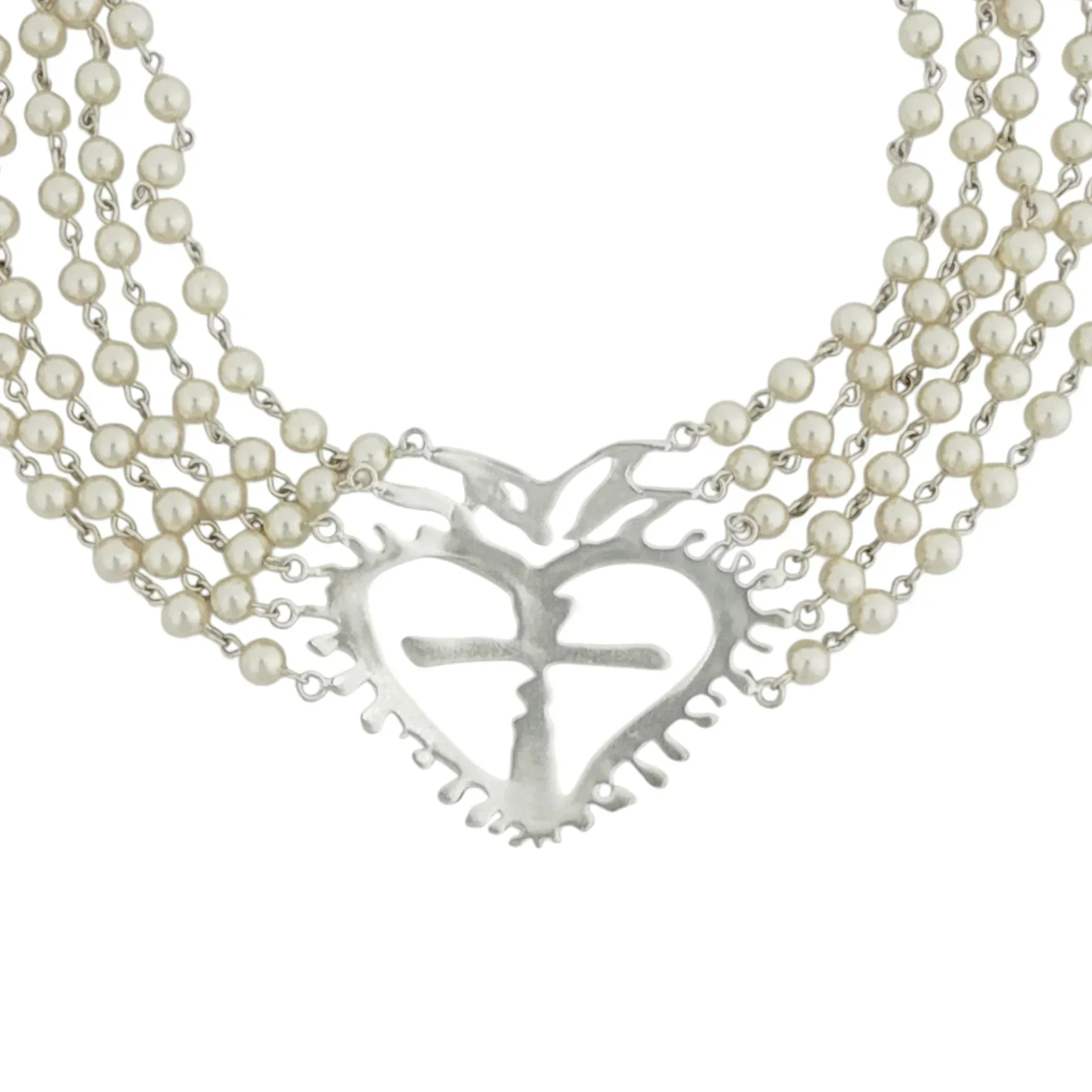 VIRGINS SAINTS & ANGELS VSA La Queen Collar in Cream Pearl & Silver - flyKAMP