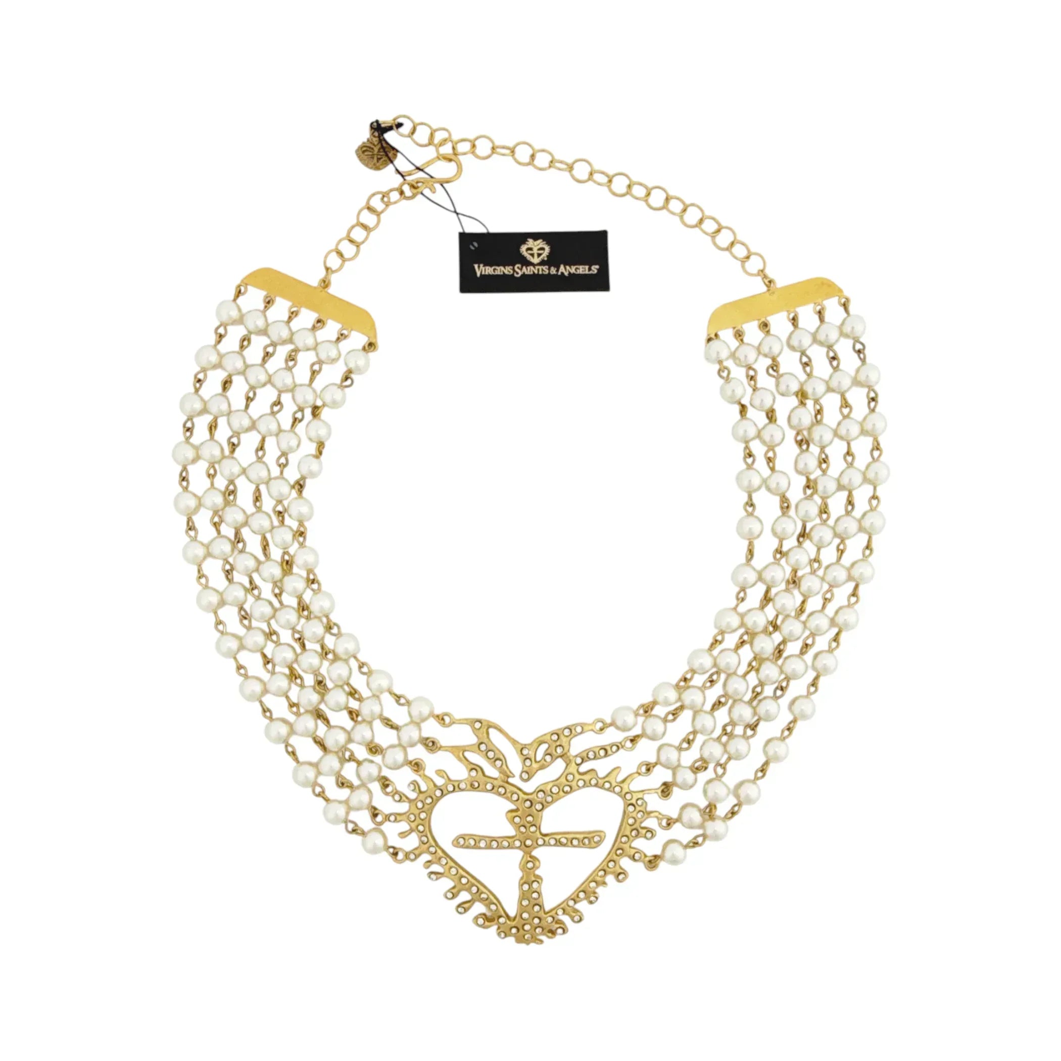 VIRGINS SAINTS & ANGELS VSA La Queen Collar in Cream Pearl & Gold - flyKAMP