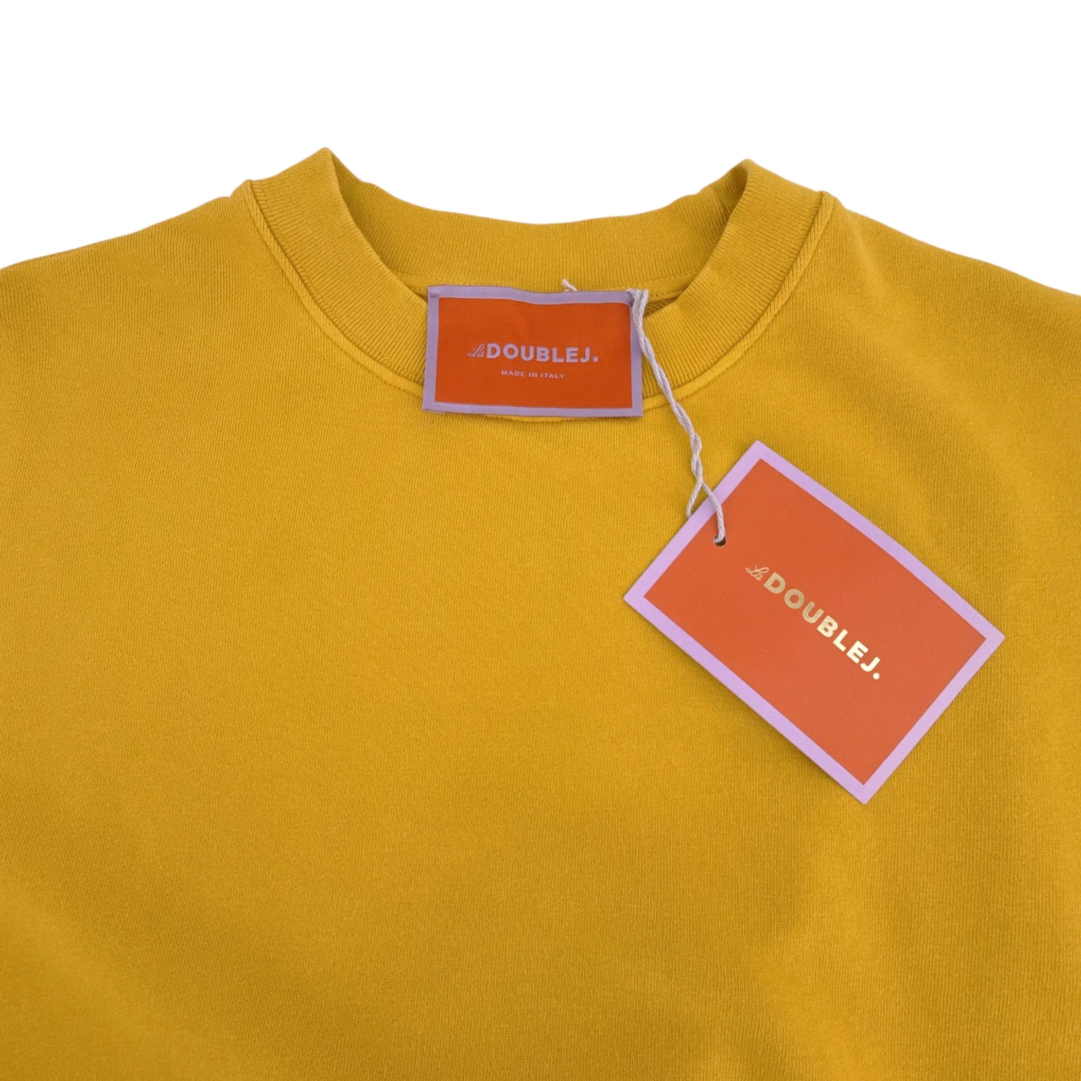 LA DOUBLEJ Off Court Sweatshirt "Raise Your Vibration Nation" in Dark Mustard S - flyKAMP