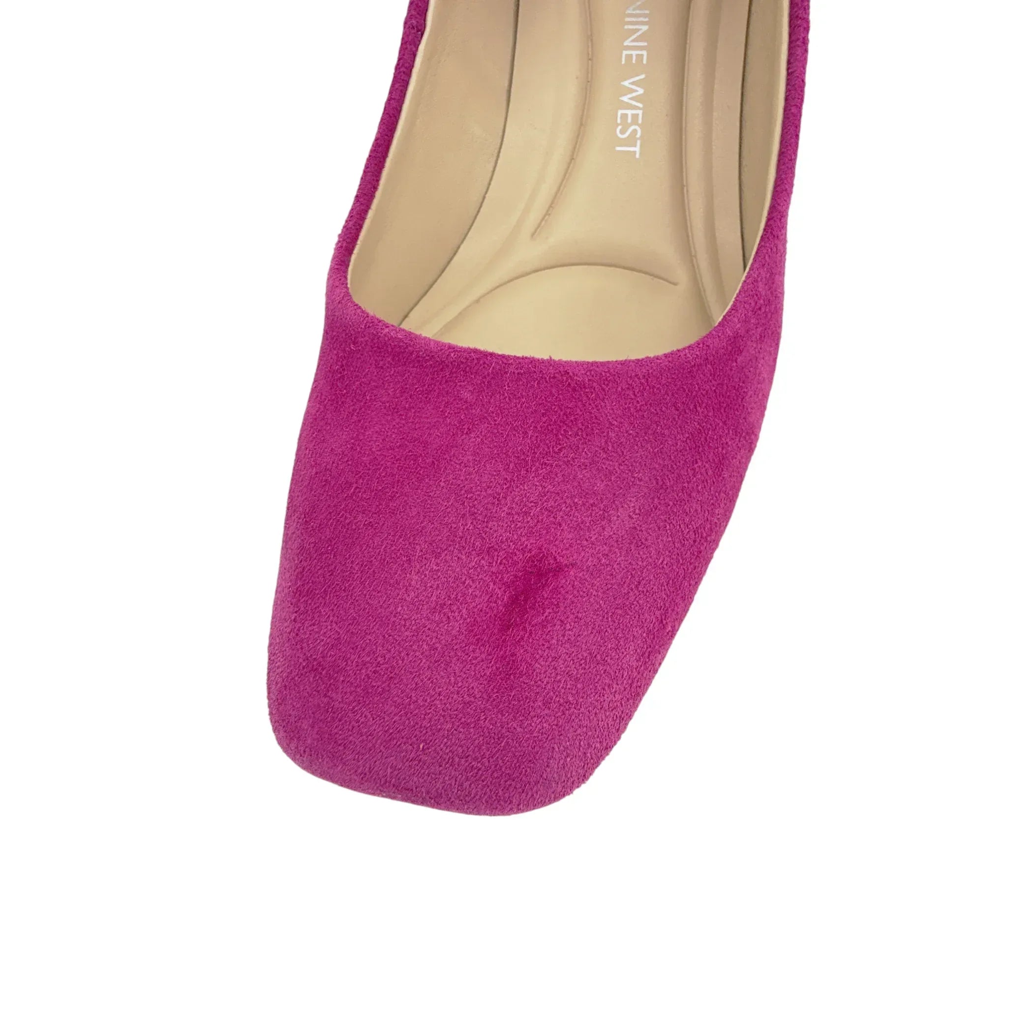 NINE WEST Vibe 9x9 Block Heel Pumps in Pink Berry Suede 6.5 - flyKAMP