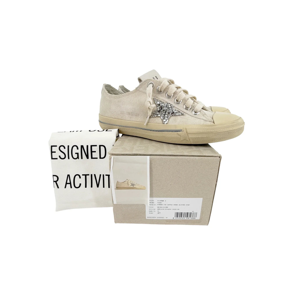 GOLDEN GOOSE V-Star Canvas with Silver Glitter Star 37 - flyKAMP