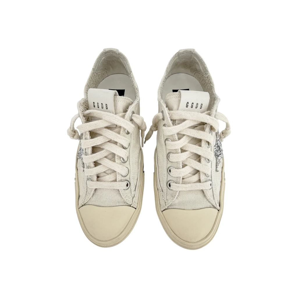 GOLDEN GOOSE V-Star Canvas with Silver Glitter Star 37 - flyKAMP