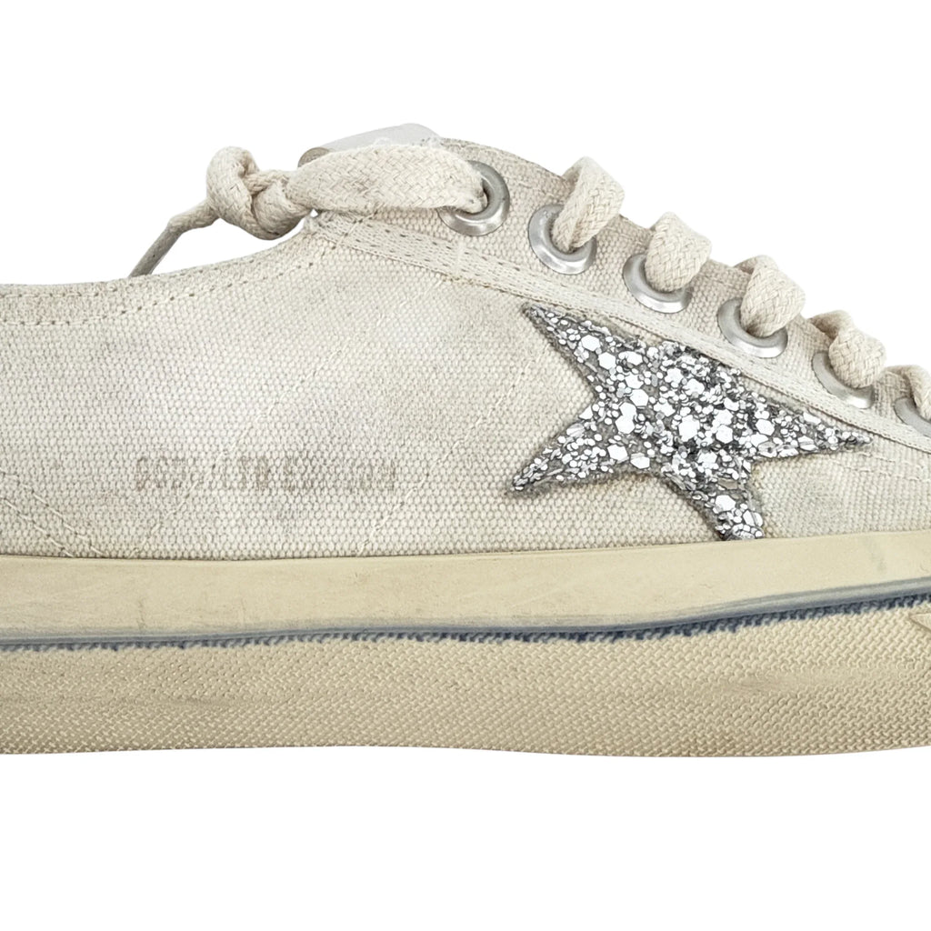 GOLDEN GOOSE V-Star Canvas with Silver Glitter Star 37 - flyKAMP