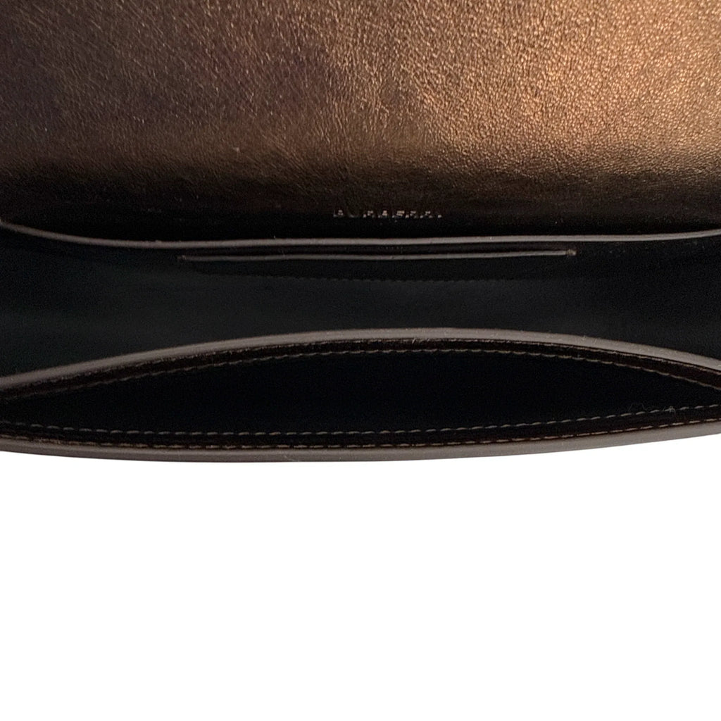 BURBERRY Small Metallic Leather Olympia Shoulder Bag in Bronze - flyKAMP