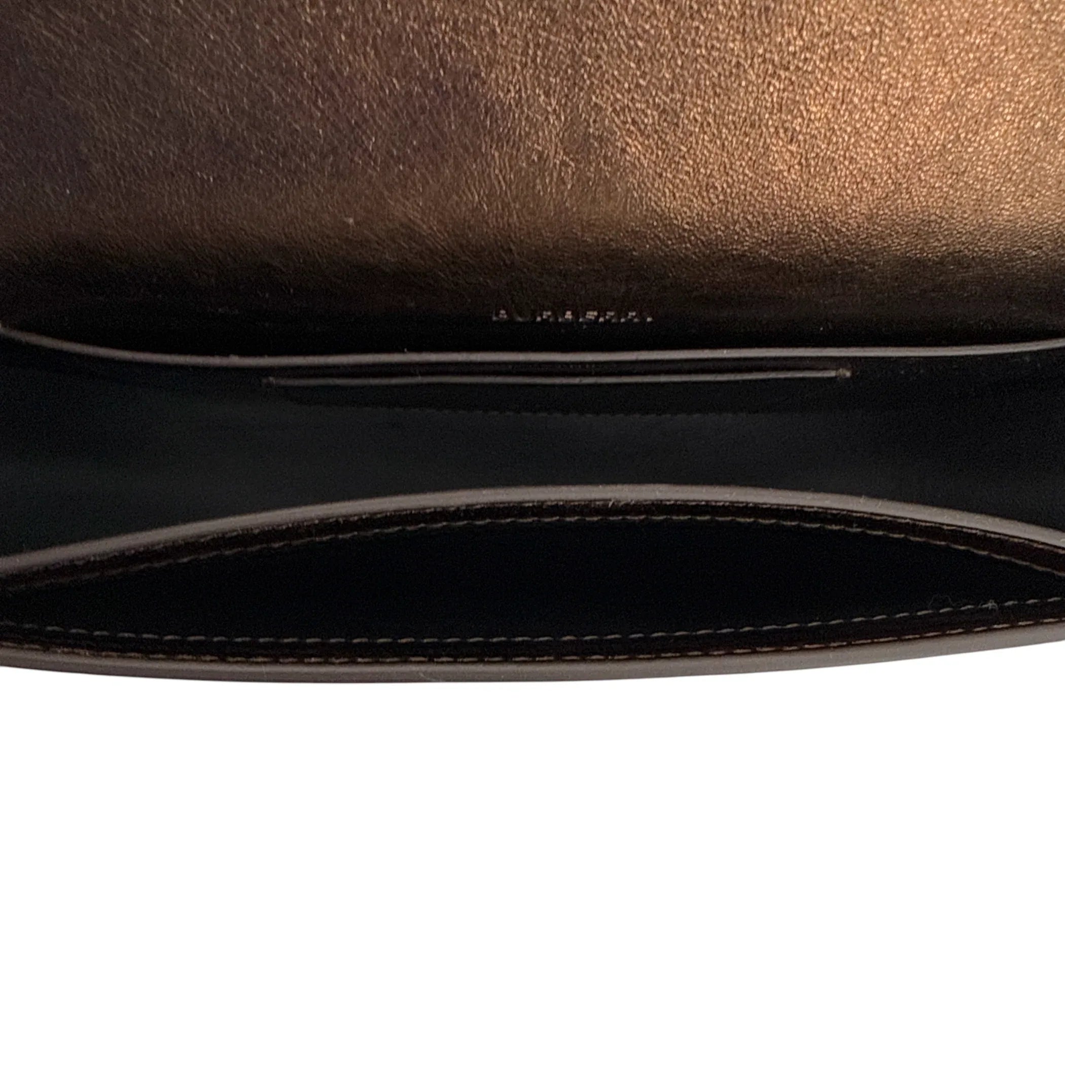 BURBERRY Small Metallic Leather Olympia Shoulder Bag in Bronze - flyKAMP