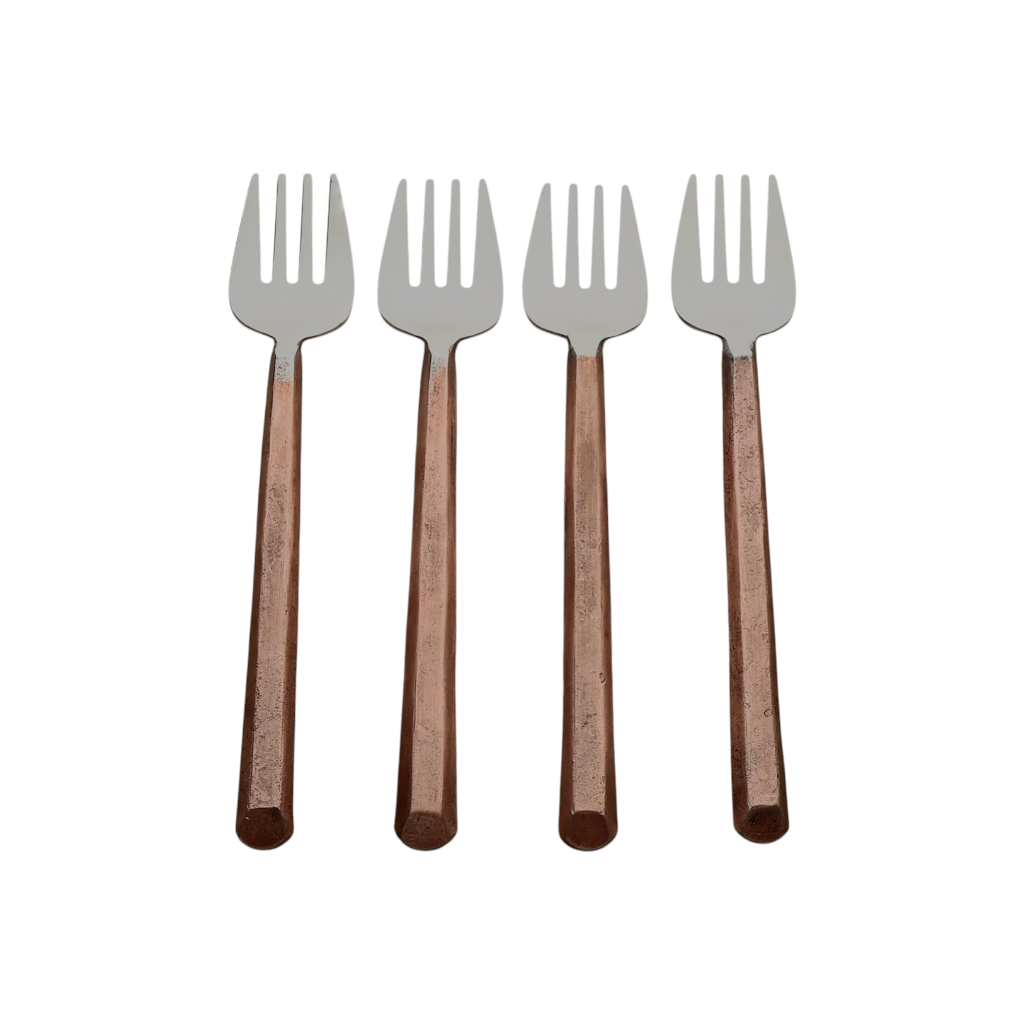 INOX ARTISANS Sundance Table Forks 4 Pc. Set in Copper & Stainless INOX