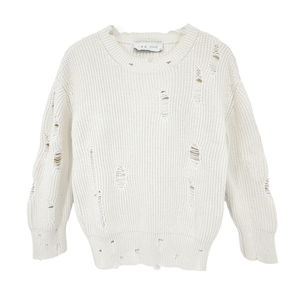 IRO Polxa Distressed Ribbed Sweater in Ecru XS