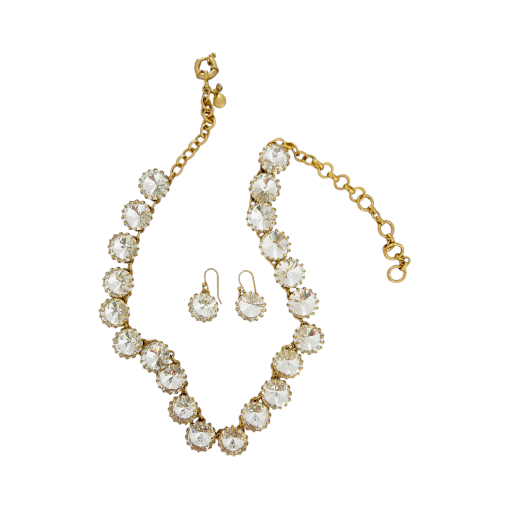 J.CREW Crystal Venus Flytrap Statement Necklace & Earring Set J.CREW