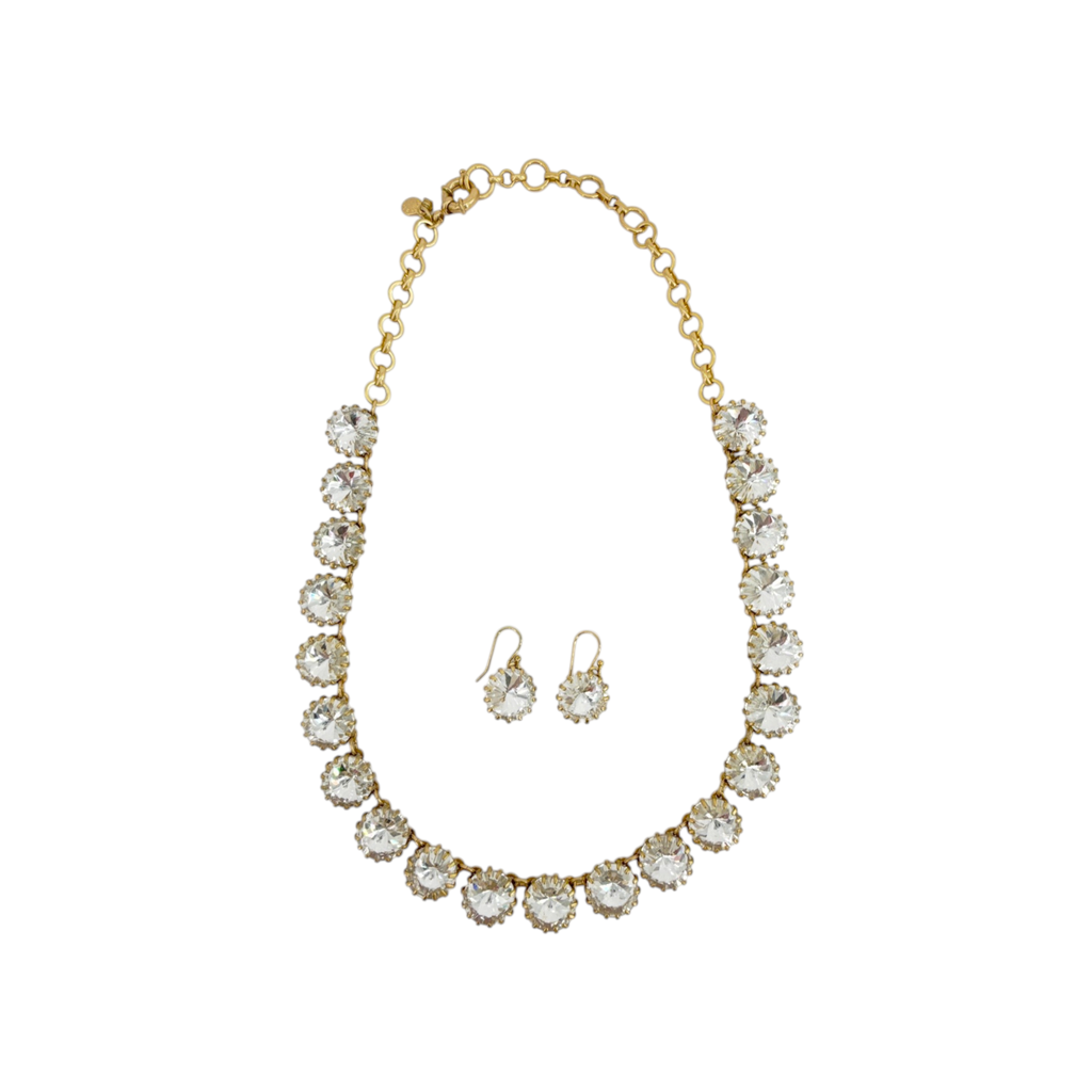 J.CREW Crystal Venus Flytrap Statement Necklace & Earring Set J.CREW