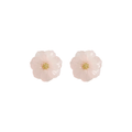 Pair of light pink flower-shaped earrings on a white background