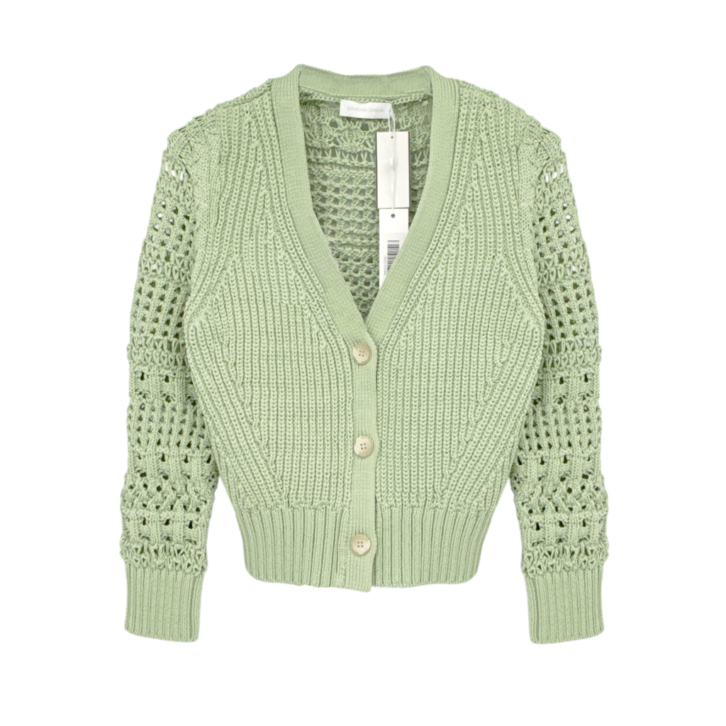 JONATHAN SIMKHAI Ambrose Crochet Cardigan in Sage S Jonathan Simkhai