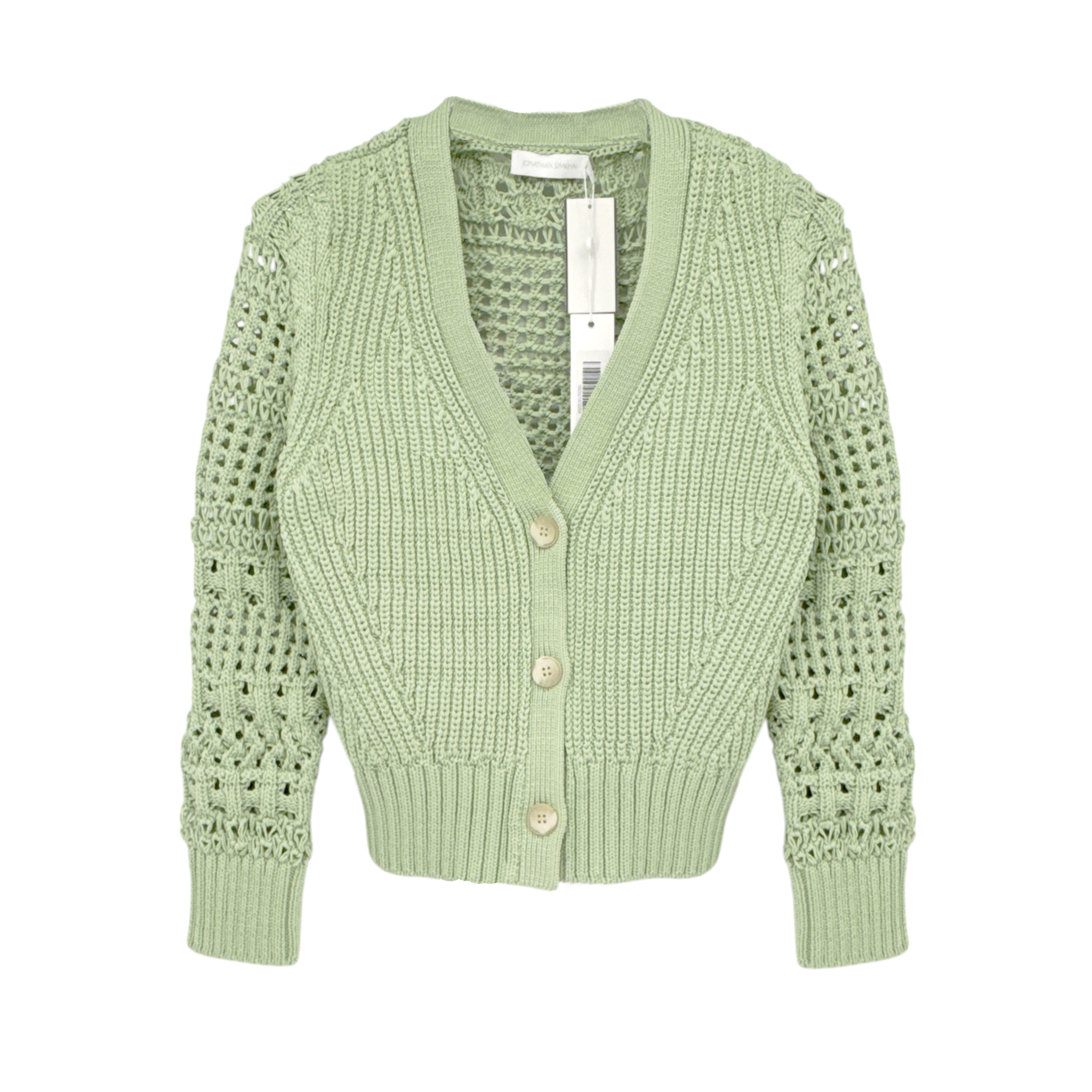JONATHAN SIMKHAI Ambrose Crochet Cardigan in Sage S Jonathan Simkhai