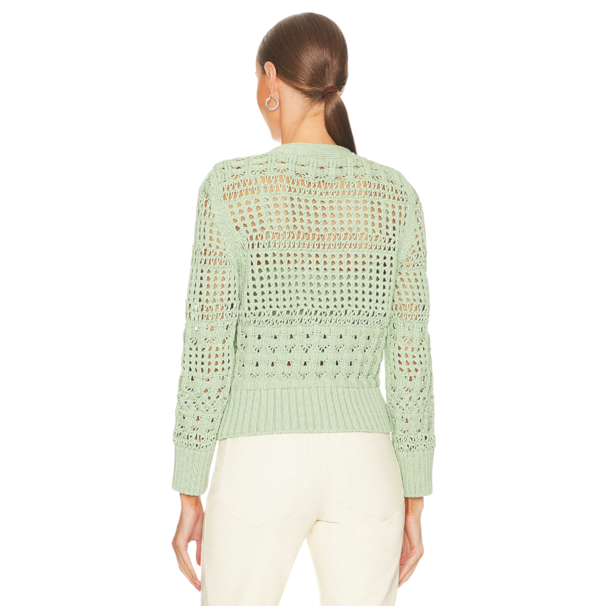 JONATHAN SIMKHAI Ambrose Crochet Cardigan in Sage S Jonathan Simkhai
