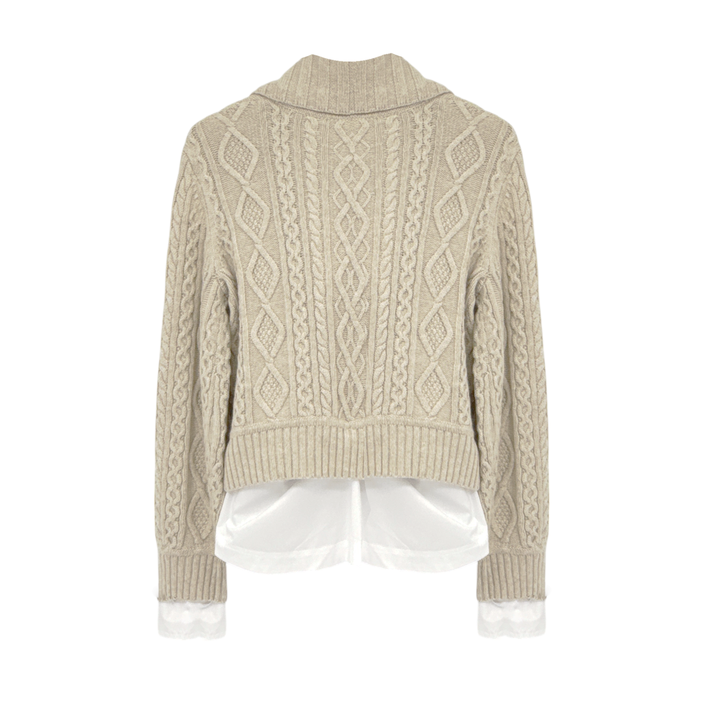 JONATHAN SIMKHAI Davina Patchwork Cardigan Jacket in Bone Multi M Jonathan Simkhai
