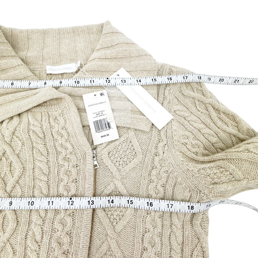 JONATHAN SIMKHAI Davina Patchwork Cardigan Jacket in Bone Multi M Jonathan Simkhai