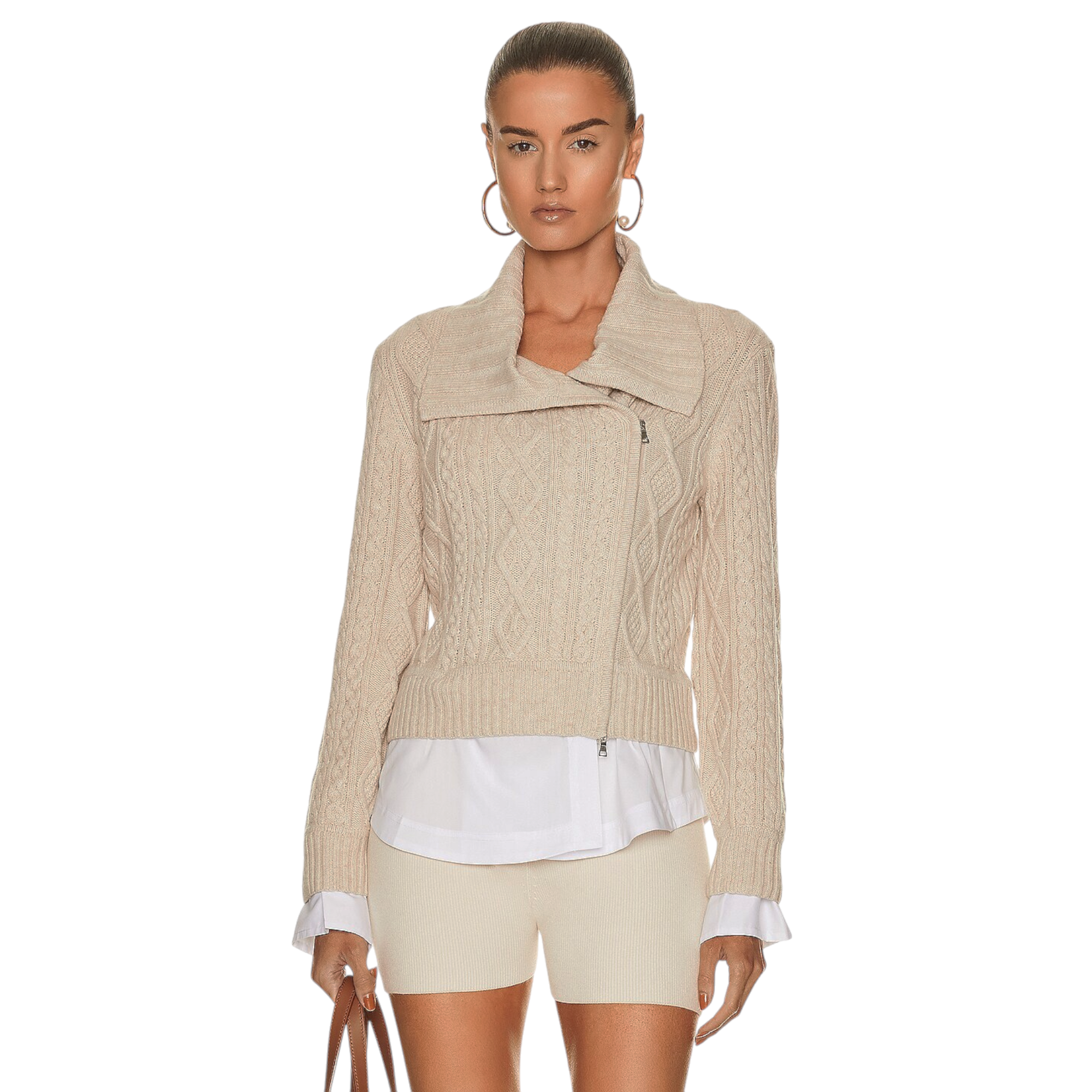 JONATHAN SIMKHAI Davina Patchwork Cardigan Jacket in Bone Multi M Jonathan Simkhai