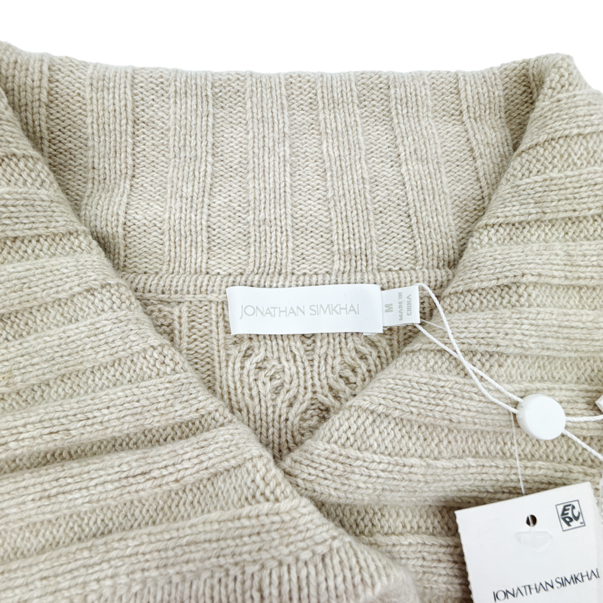 JONATHAN SIMKHAI Davina Patchwork Cardigan Jacket in Bone Multi M Jonathan Simkhai