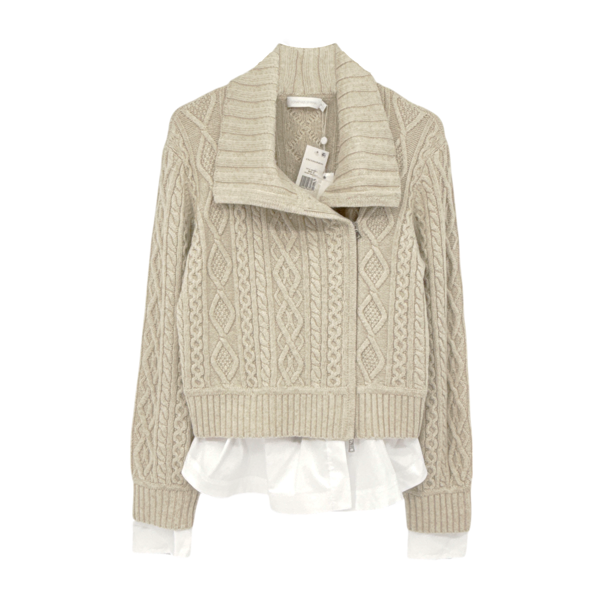 JONATHAN SIMKHAI Davina Patchwork Cardigan Jacket in Bone Multi M Jonathan Simkhai