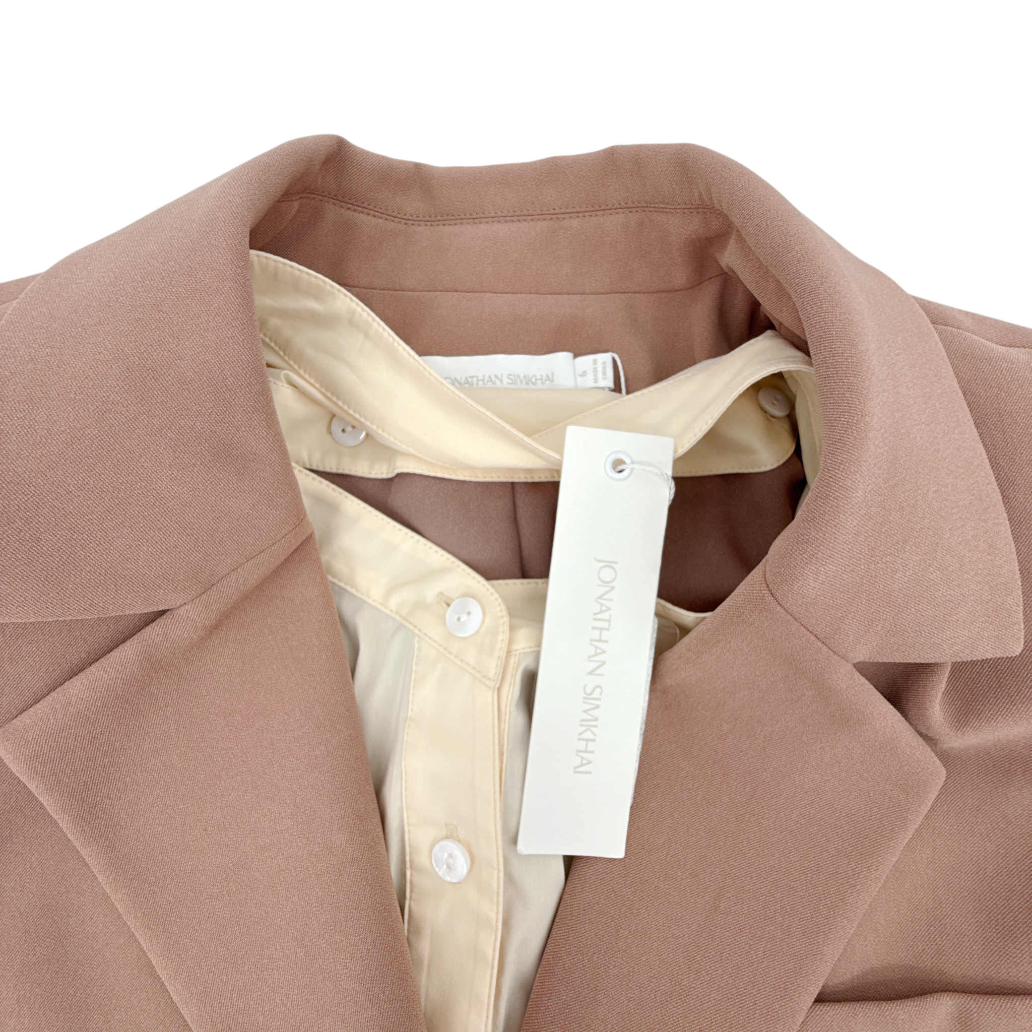 JONATHAN SIMKHAI Jubilee Blazer in Teak/Parchment 6|M Jonathan Simkhai