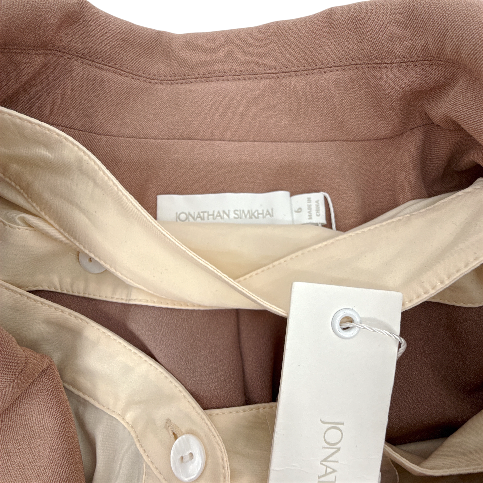 JONATHAN SIMKHAI Jubilee Blazer in Teak/Parchment 6|M Jonathan Simkhai