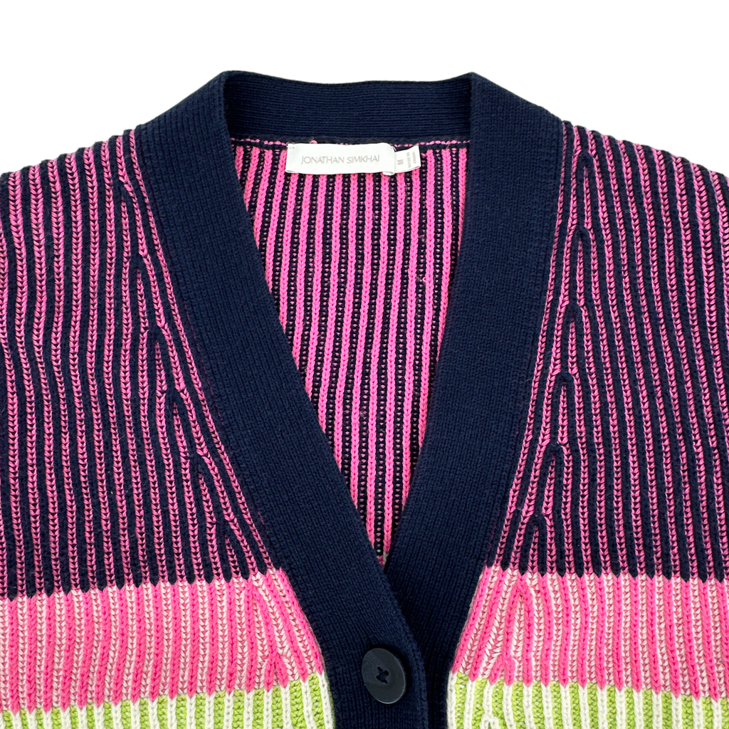 JONATHAN SIMKHAI Safford Cotton Cashmere Cardigan In Lime Multi M Jonathan Simkhai