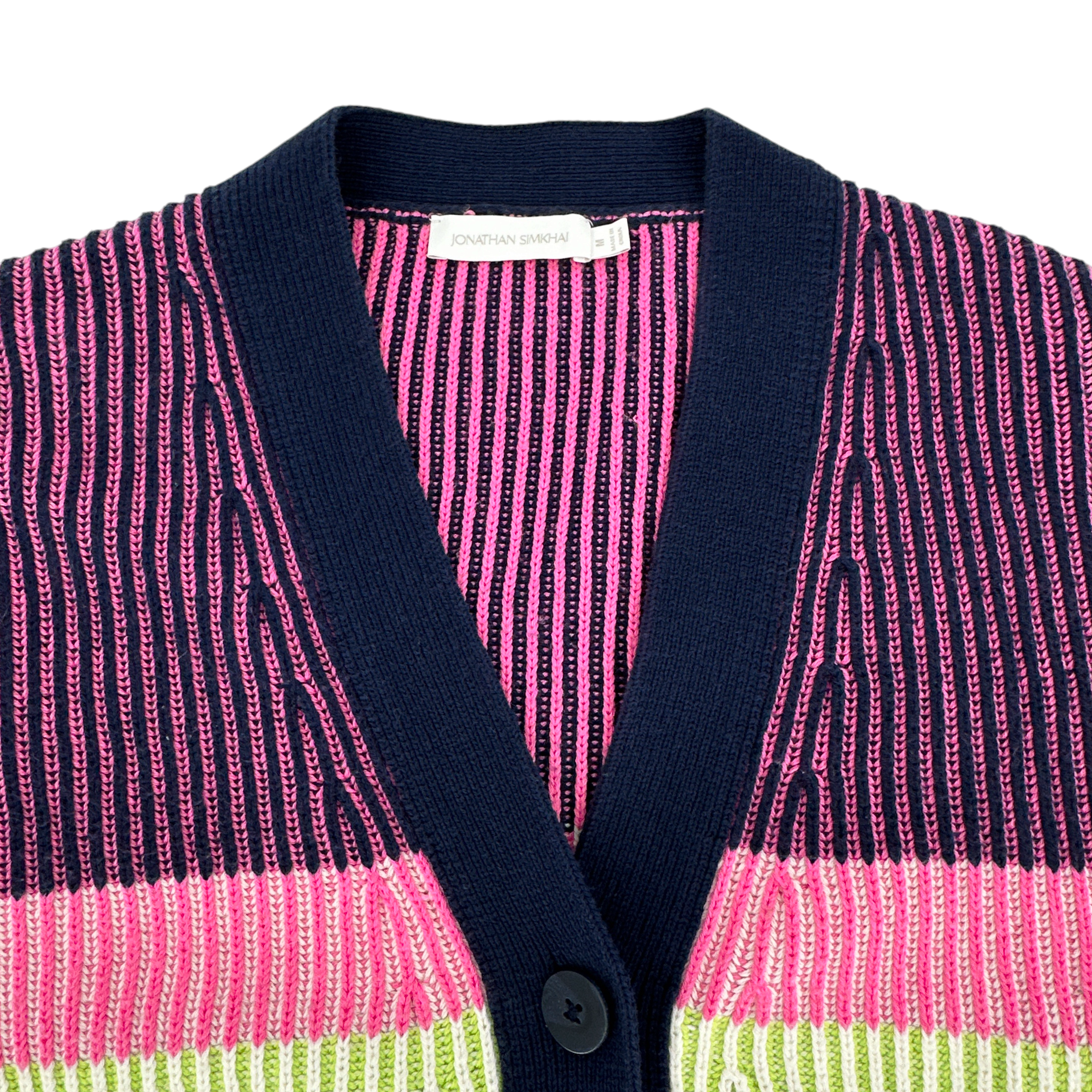 JONATHAN SIMKHAI Safford Cotton Cashmere Cardigan In Lime Multi M Jonathan Simkhai