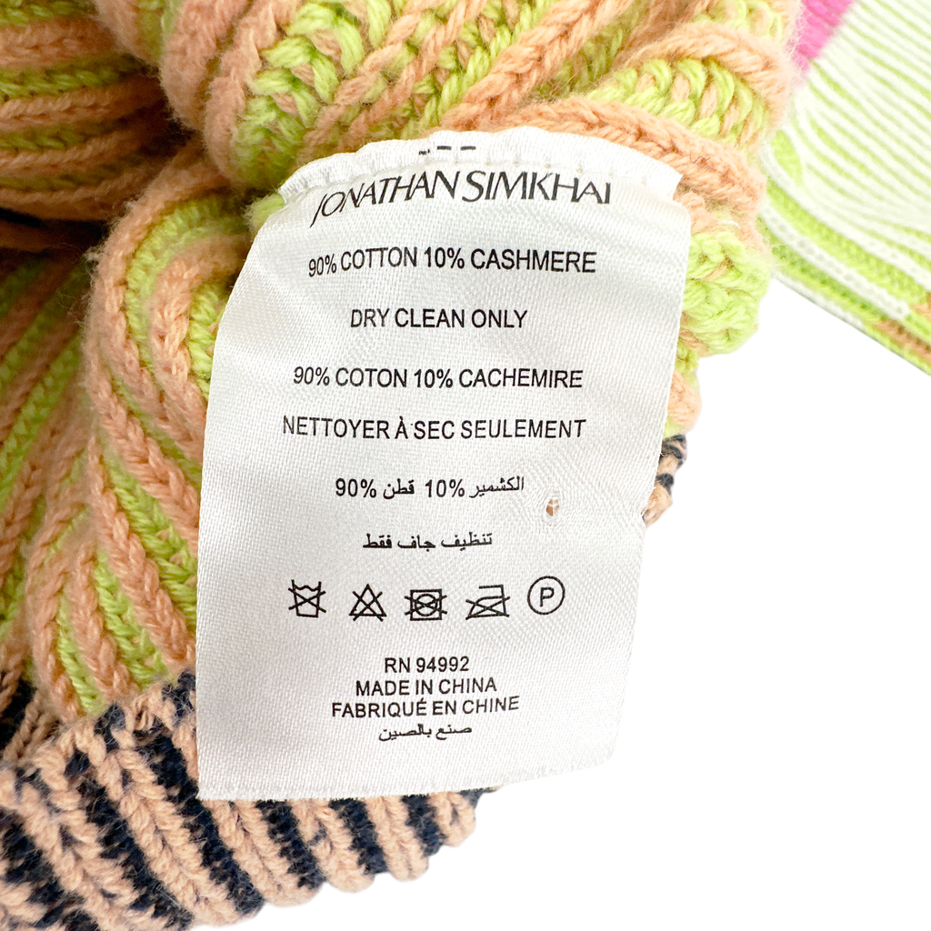 JONATHAN SIMKHAI Safford Cotton Cashmere Cardigan In Lime Multi M Jonathan Simkhai