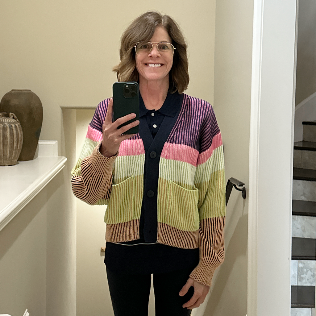 JONATHAN SIMKHAI Safford Cotton Cashmere Cardigan In Lime Multi M Jonathan Simkhai