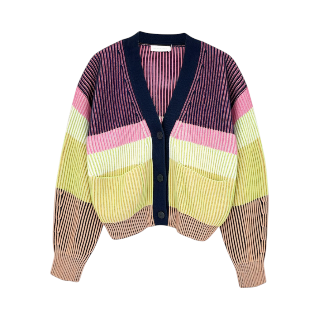 JONATHAN SIMKHAI Safford Cotton Cashmere Cardigan In Lime Multi M Jonathan Simkhai