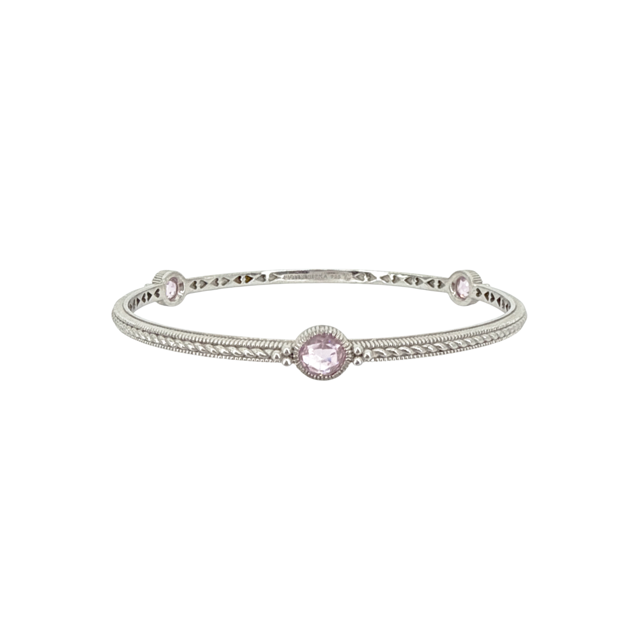 JUDITH RIPKA Sterling Silver Crystal Station Bracelet with Pink Cubic Zirconia Judith Ripka