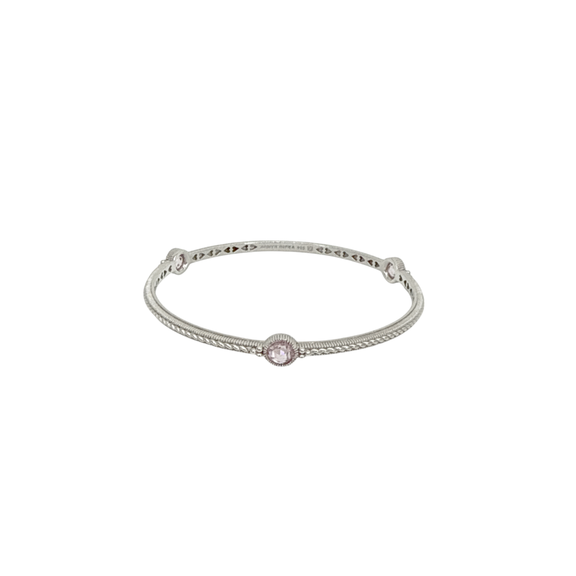 JUDITH RIPKA Sterling Silver Crystal Station Bracelet with Pink Cubic Zirconia Judith Ripka