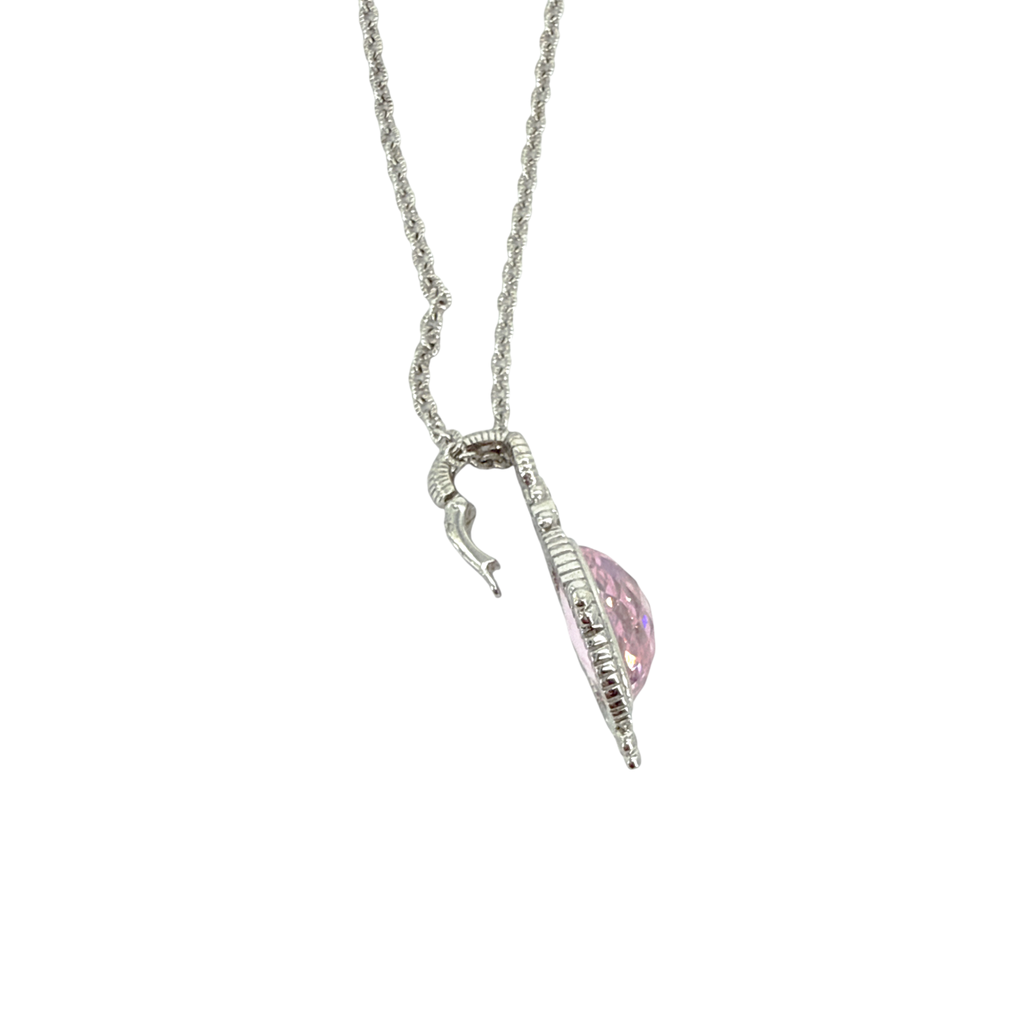 JUDITH RIPKA Sterling Silver Crystal Station Pendant Necklace with Pink CZ Judith Ripka