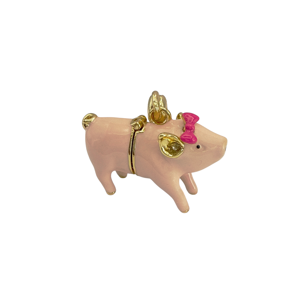 JUICY GRAPE Enamel Pink Pig Locket Charm Pendant Juicy Grape