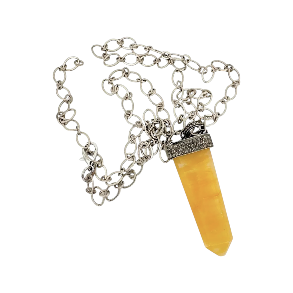 JULIE ZANCANELLI Diamond Pave Yellow Arrow Pendant Julie Zancanelli