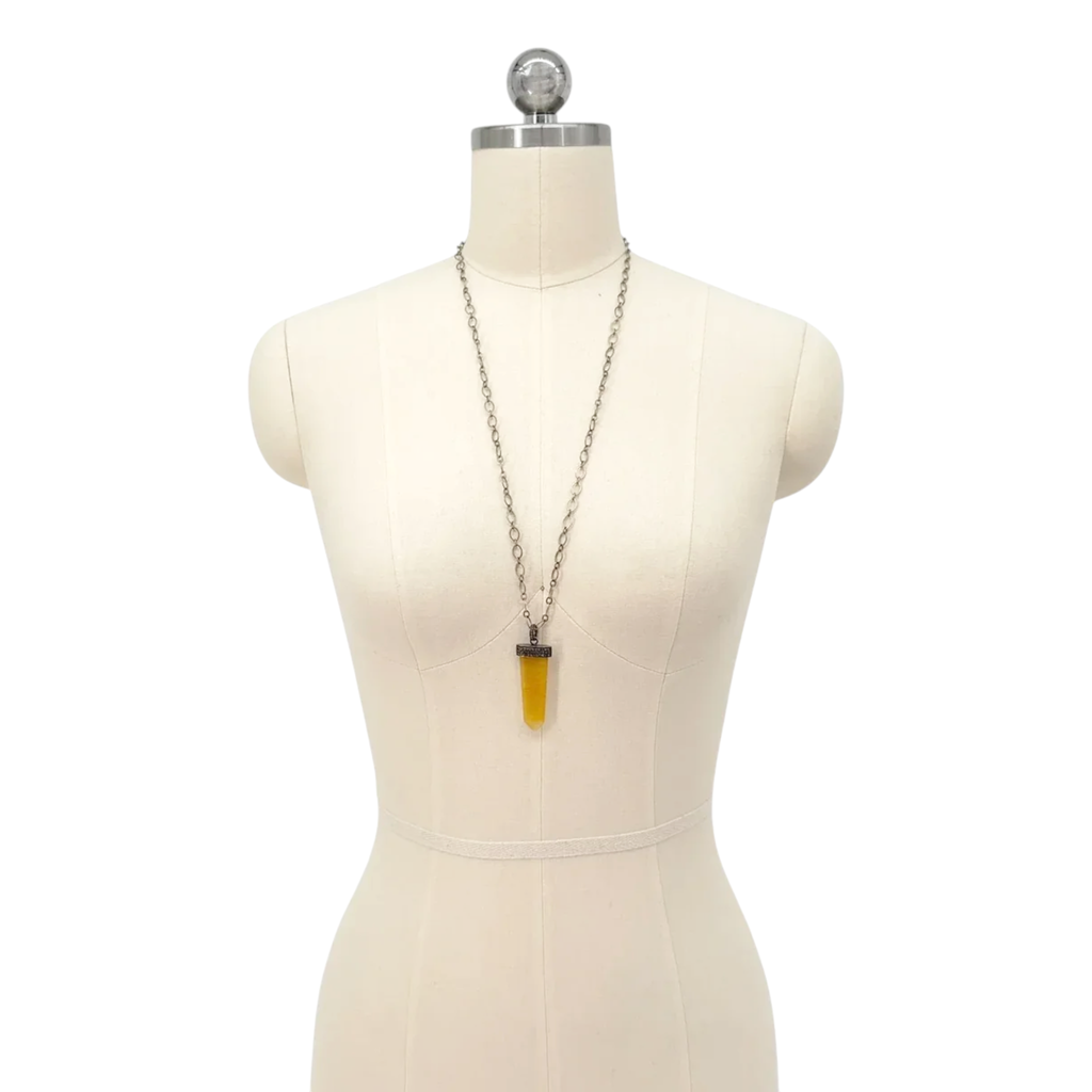 JULIE ZANCANELLI Diamond Pave Yellow Arrow Pendant Julie Zancanelli