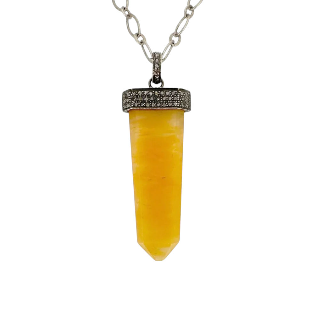 JULIE ZANCANELLI Diamond Pave Yellow Arrow Pendant Julie Zancanelli