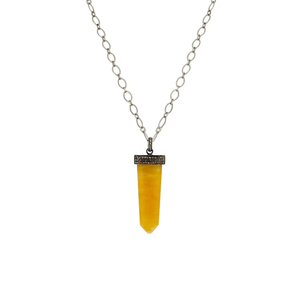 JULIE ZANCANELLI Diamond Pave Yellow Arrow Pendant