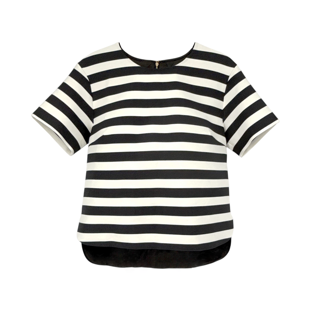 KATE SPADE Stripe Ramona Top in Black & Cream 4|S Kate Spade New York