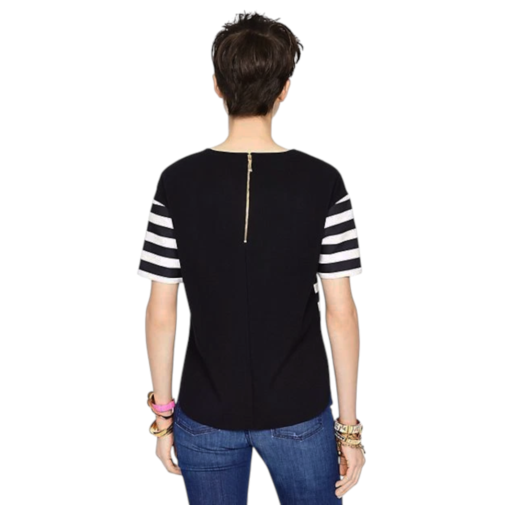 KATE SPADE Stripe Ramona Top in Black & Cream 4|S Kate Spade New York