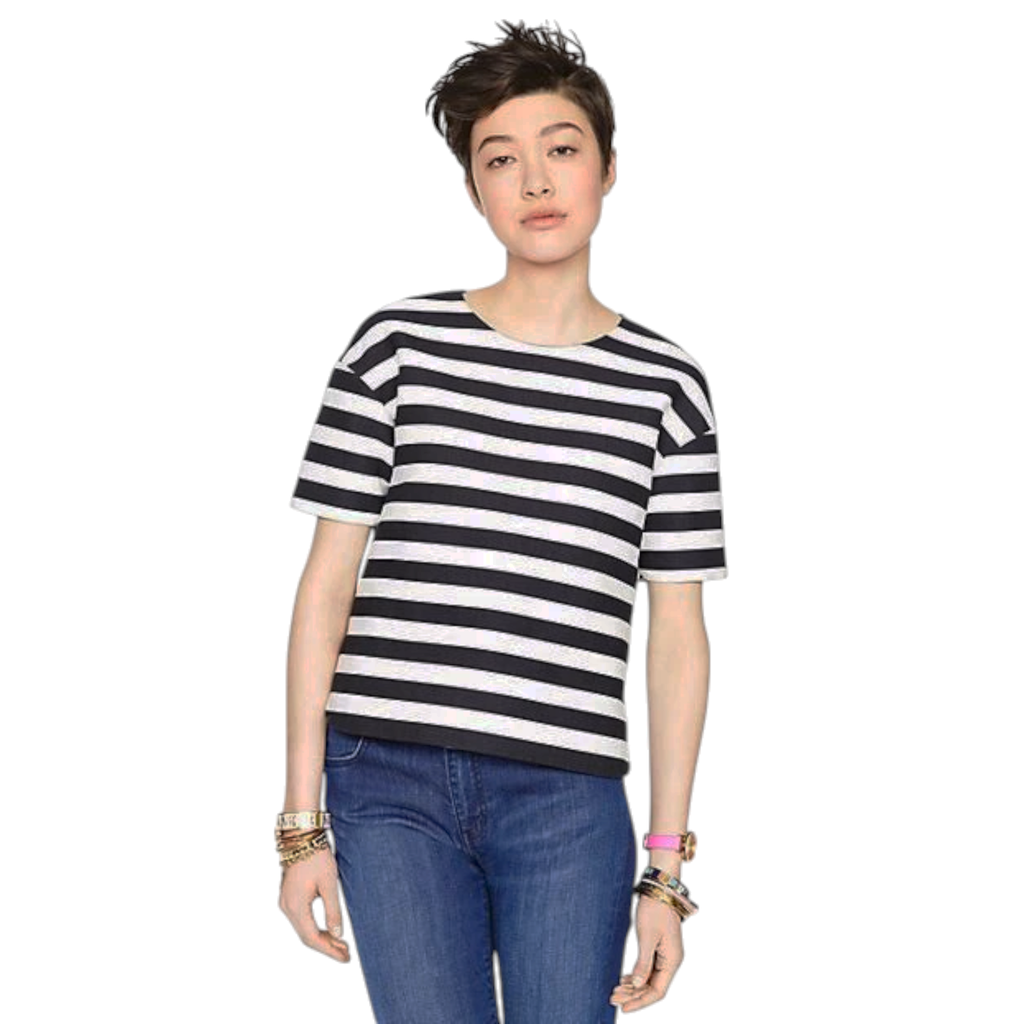 KATE SPADE Stripe Ramona Top in Black & Cream 4|S Kate Spade New York