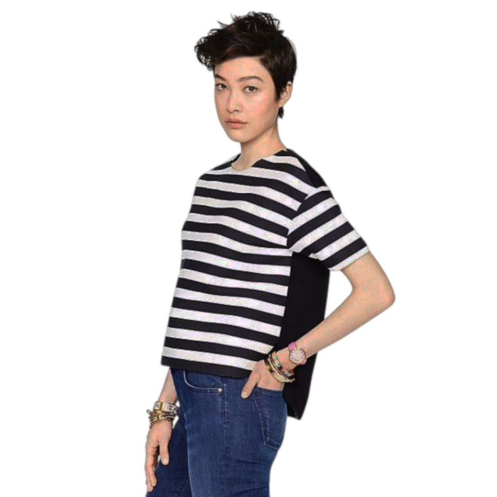 KATE SPADE Stripe Ramona Top in Black & Cream 4|S Kate Spade New York