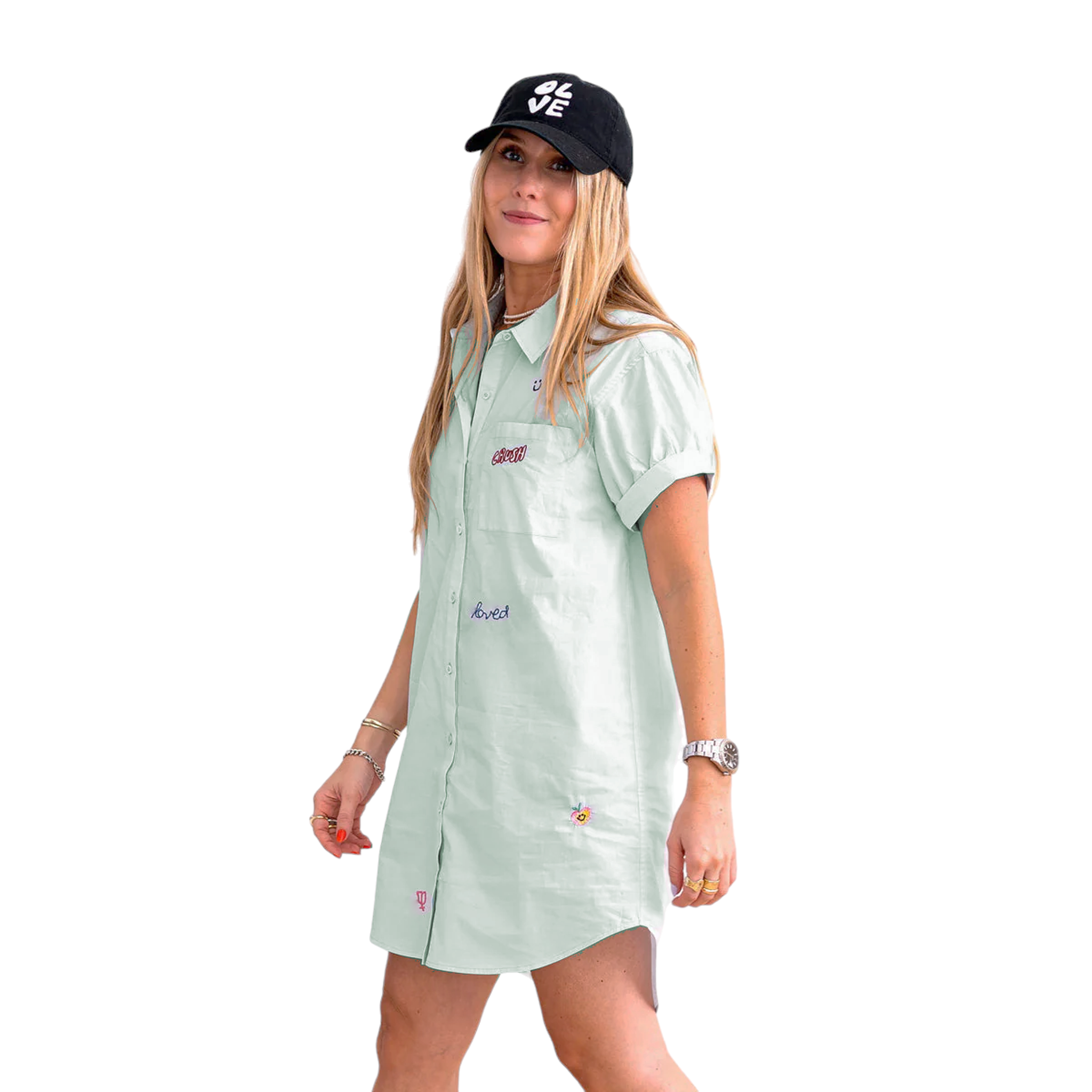 KERRI ROSENTHAL Nina Shirt Dress Happy Everything XS Kerri Rosenthal