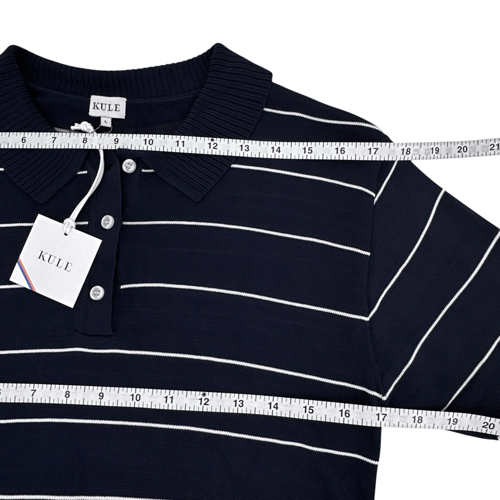 KULE Knit Polo Sweater in Navy L Kule