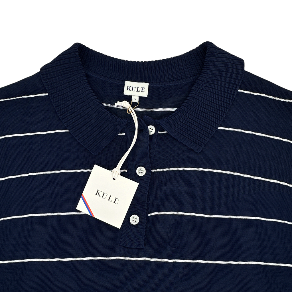 KULE Knit Polo Sweater in Navy L Kule