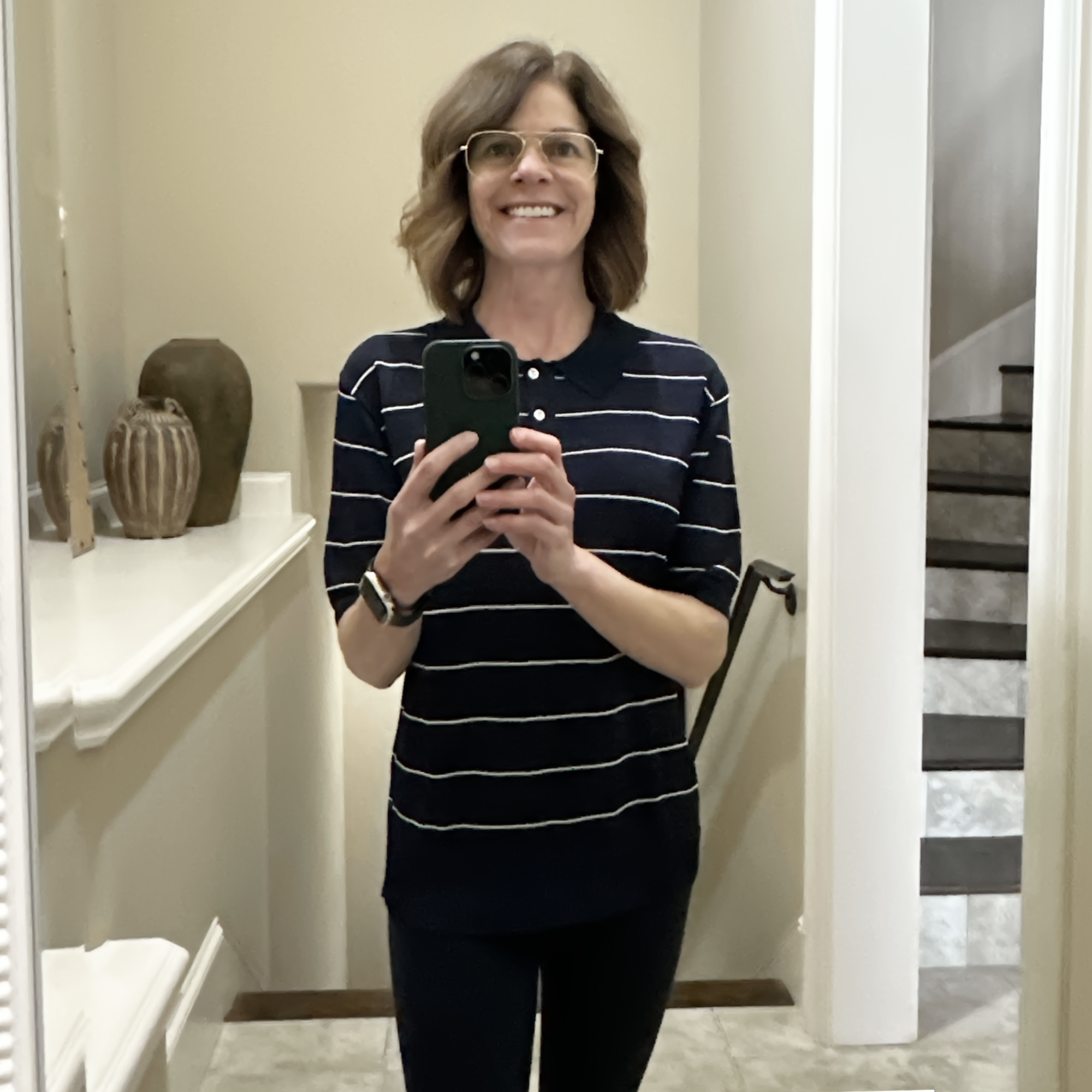 KULE Knit Polo Sweater in Navy L Kule